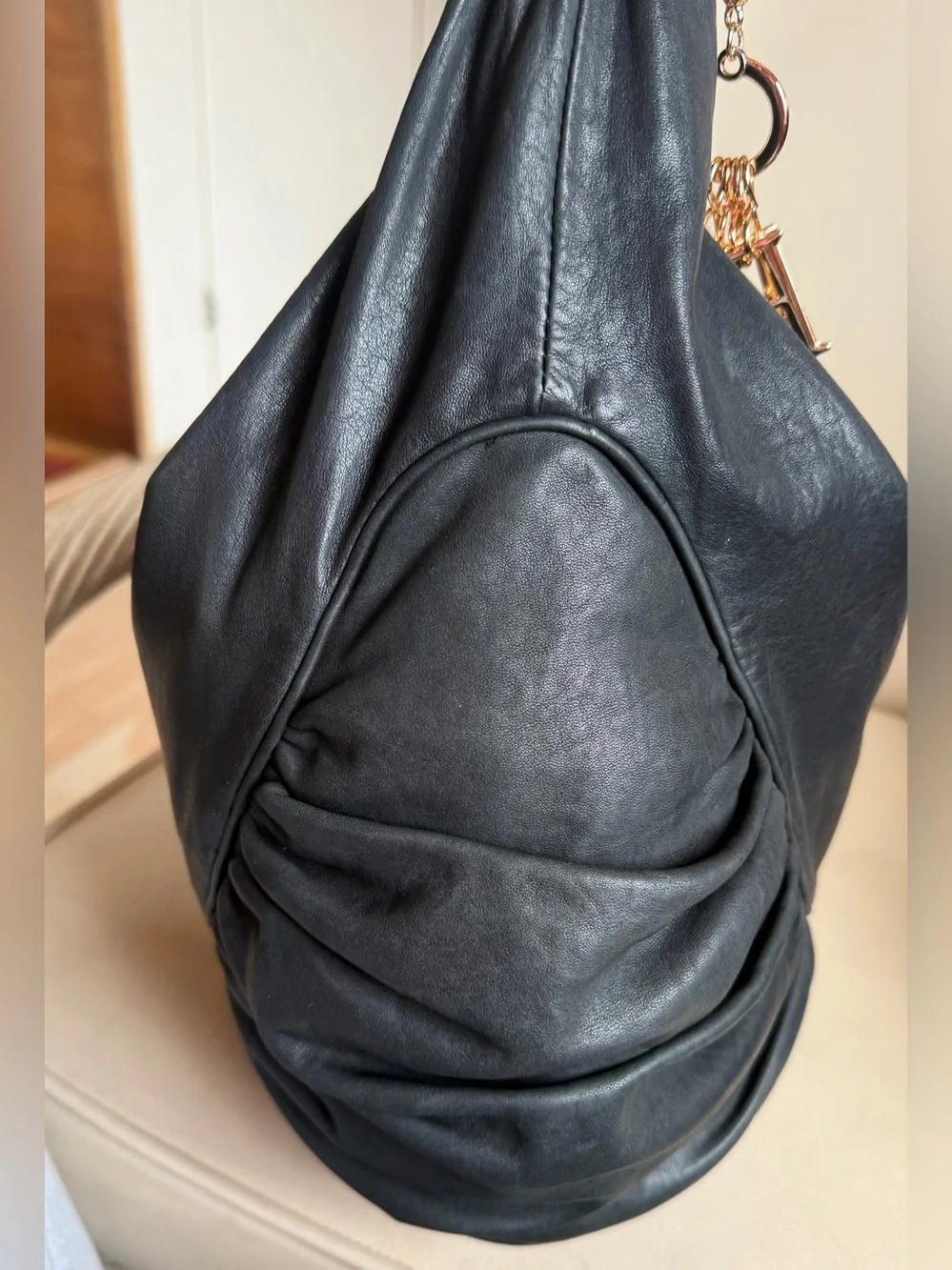 CHRISTIAN DIOR Gypsy Crescent Large Washed Calfskin Hobo. Like New! RT $ 2199.